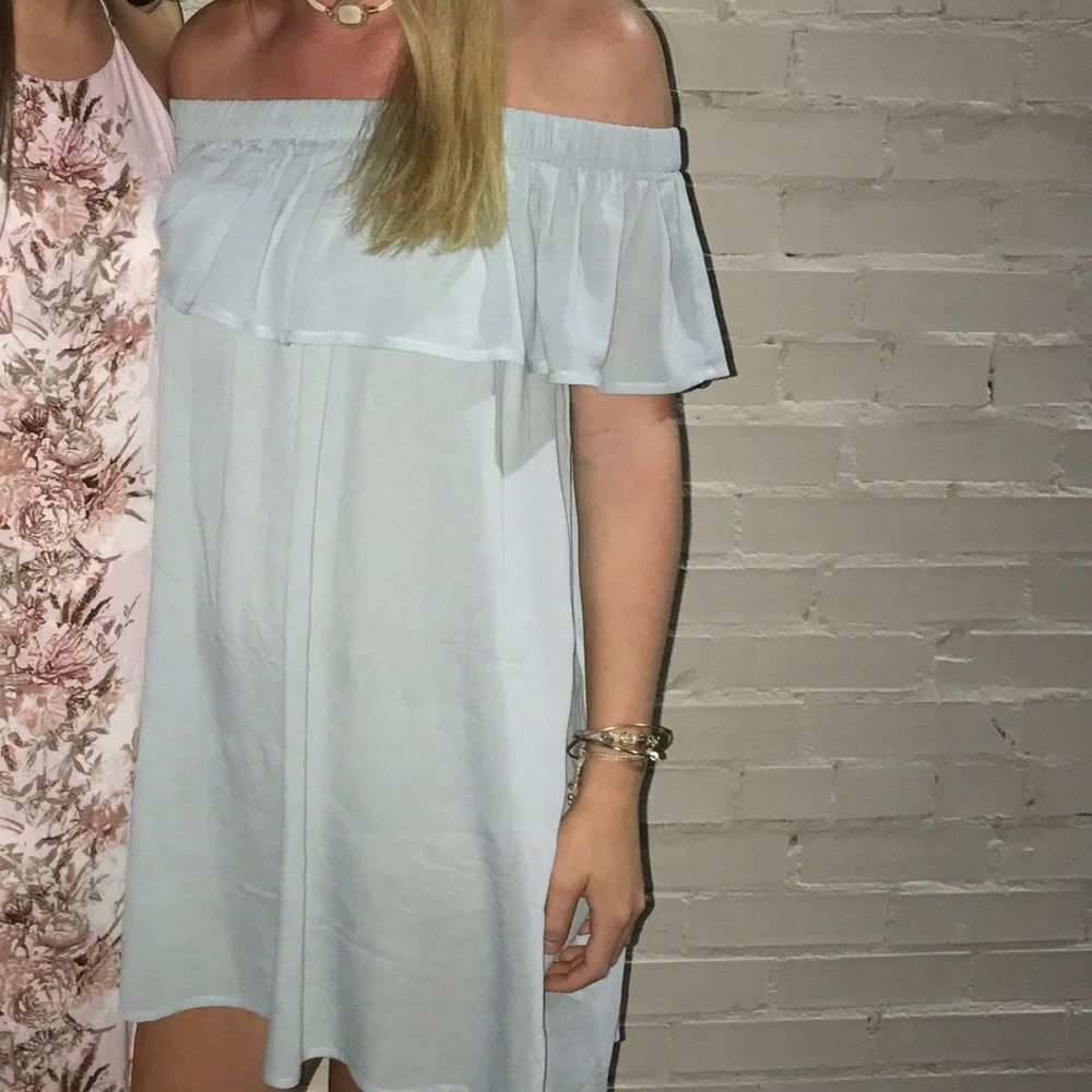 Light blue off the shoulder dress!!